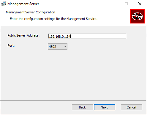 Management Server Configuration Dialog