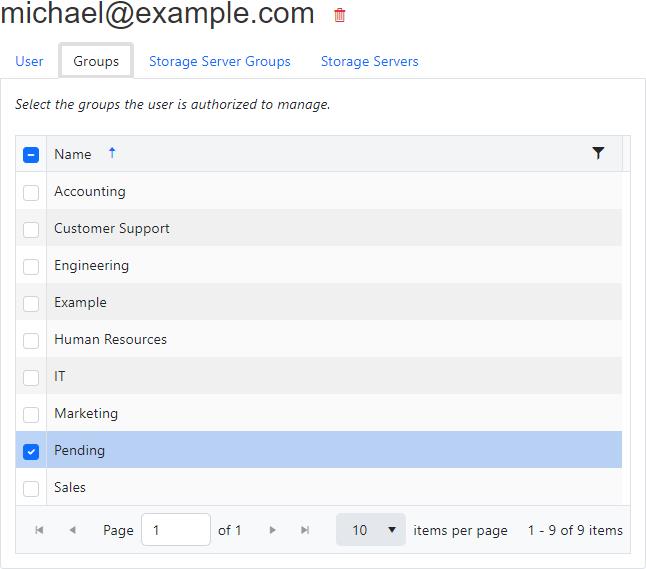 Edit user - groups