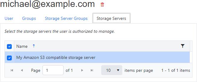 Edit user - storage server groups